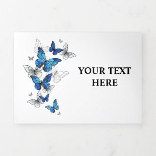 Blue Flying Butterflies Morpho Tri-Fold Programme