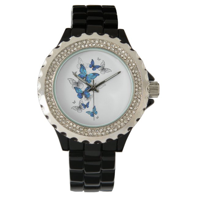 Blue Flying Butterflies Morpho Watch (Front)