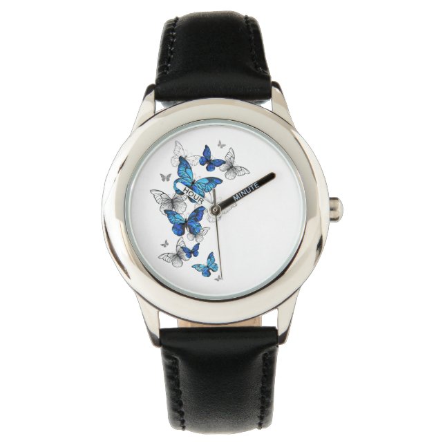 Blue Flying Butterflies Morpho Watch (Front)