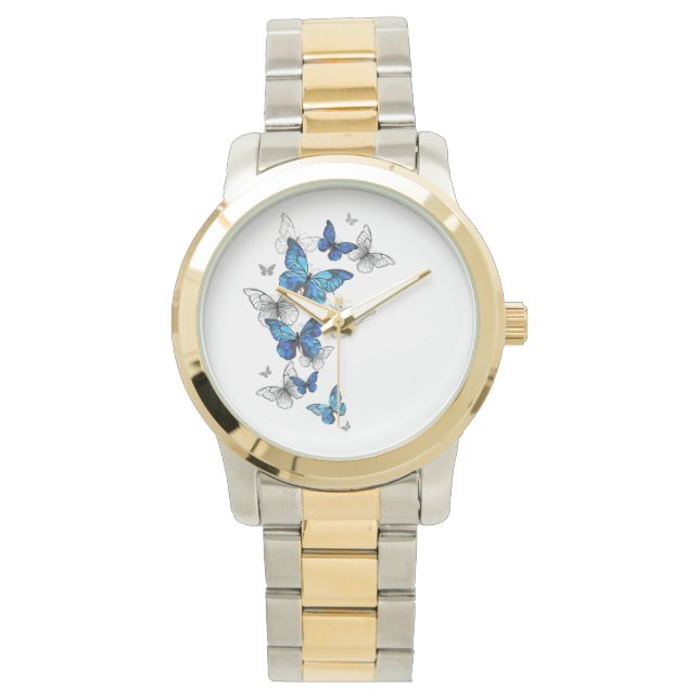 Blue Flying Butterflies Morpho Watch (Front)