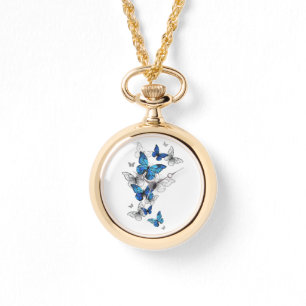Blue Flying Butterflies Morpho Watch