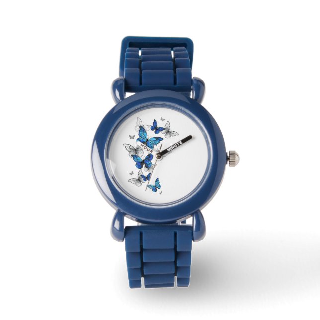 Blue Flying Butterflies Morpho Watch (Front)