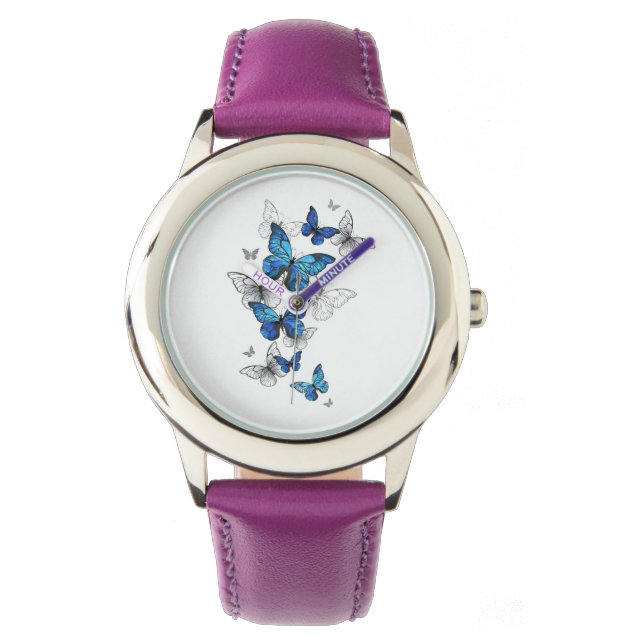 Blue Flying Butterflies Morpho Watch (Front)