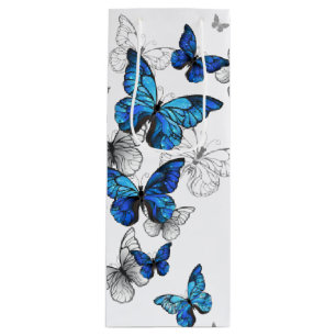 Blue Flying Butterflies Morpho Wine Gift Bag