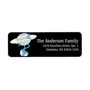 Blue Flying Saucer UFO Alien Fun Address Labels
