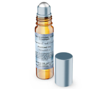 Blue Foil & Glitter Perfume Roller Bottle label