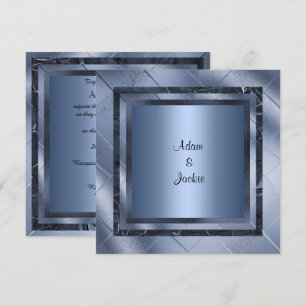 BLUE FOIL METALLIC FOIL LAYERED ELEGANT WEDDING INVITATION