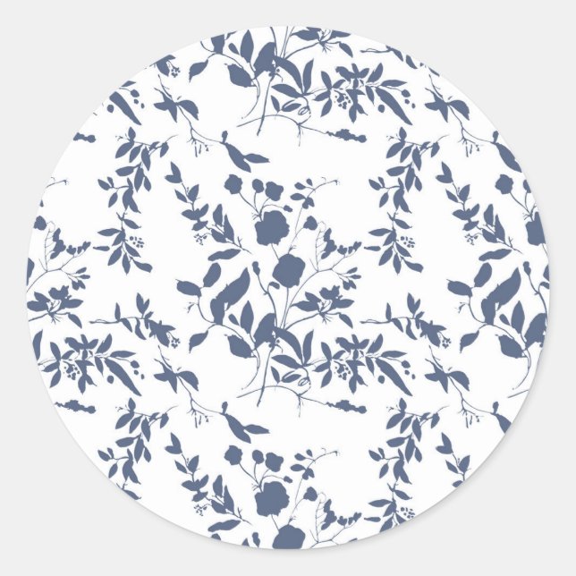 Blue Foliage Envelope Liner Classic Round Sticker (Front)