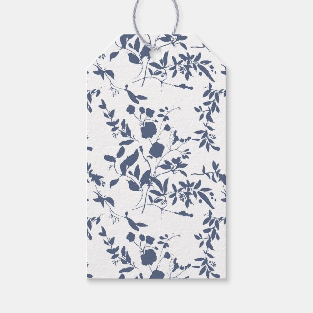 Blue Foliage Envelope Liner Gift Tags (Front)