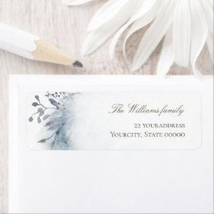 blue foliage watercolor label