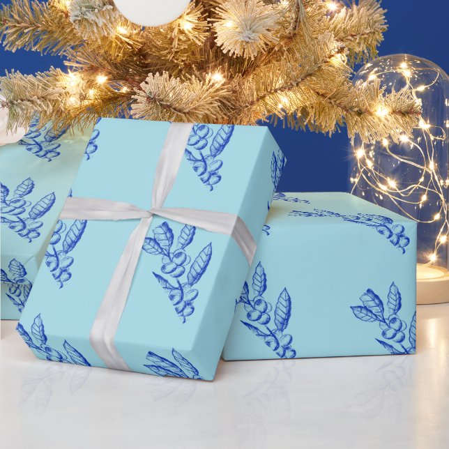 Blue Foliage Wrapping Paper (Holidays)
