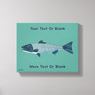 Blue Folk Art Trout/Salmon Canvas Print