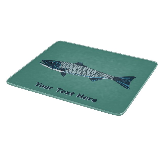 Blue Folk Art Trout/Salmon Cutting Board (Corner)