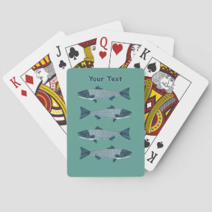 Blue Folk Art Trout/Salmon Playing Cards