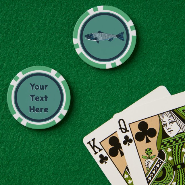 Blue Folk Art Trout/Salmon Poker Chips (Poker Table (Double))