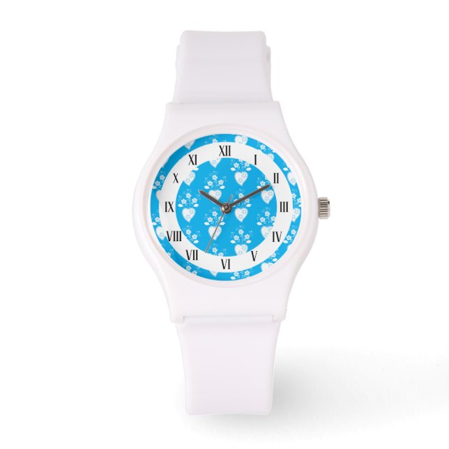 Blue folk Portuguese heart in blossom  Watch (Front)