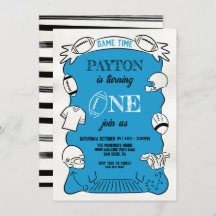 Blue Football 1st One Hand drawn Birthday