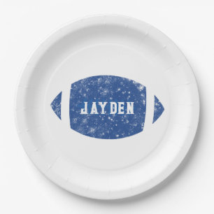 Blue Football Birthday Party Paper Plate