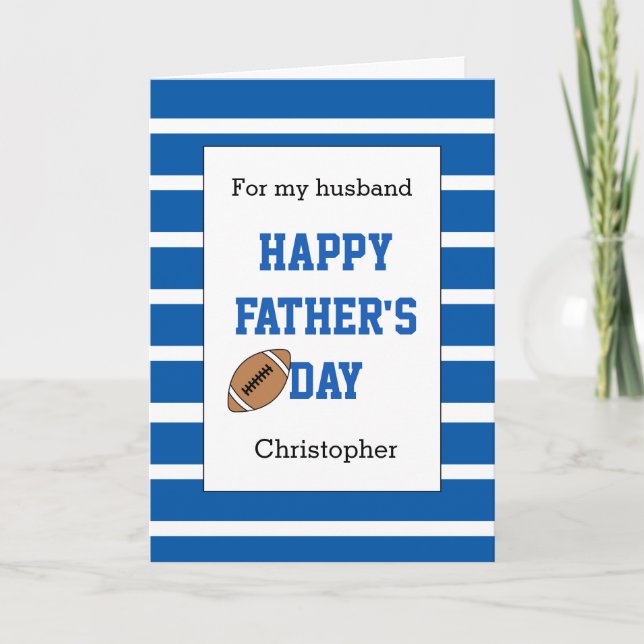 Blue Football Father's Day Husband Card (Front)