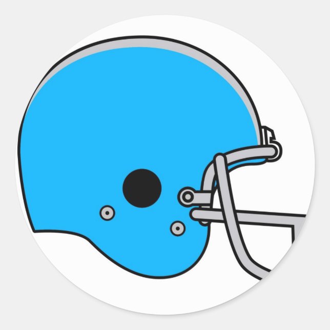 blue football helmet classic round sticker (Front)
