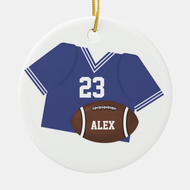 Blue Football Jersey and Football Ornament (Front)