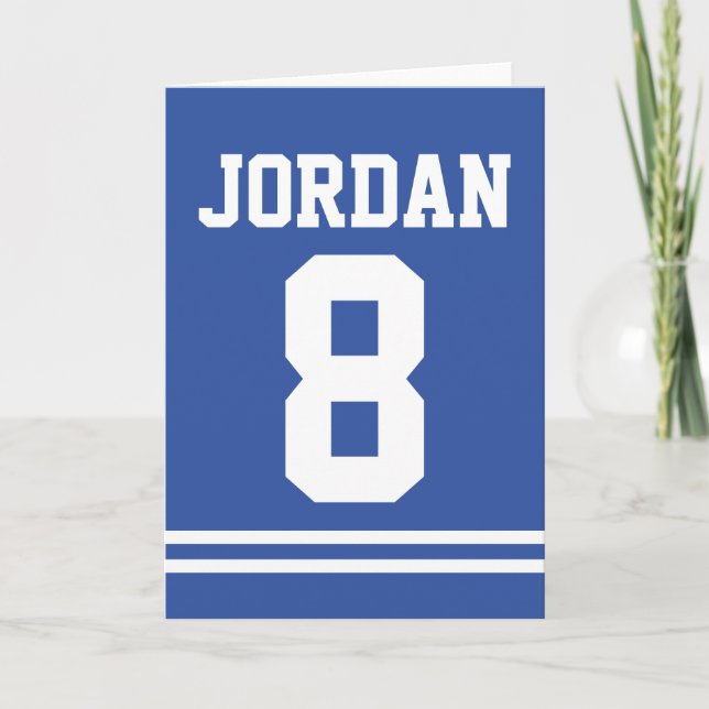 Blue Football Jersey - Sports Theme Birthday Party Card (Front)