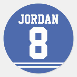 Blue Football Jersey - Sports Theme Birthday Party Classic Round Sticker