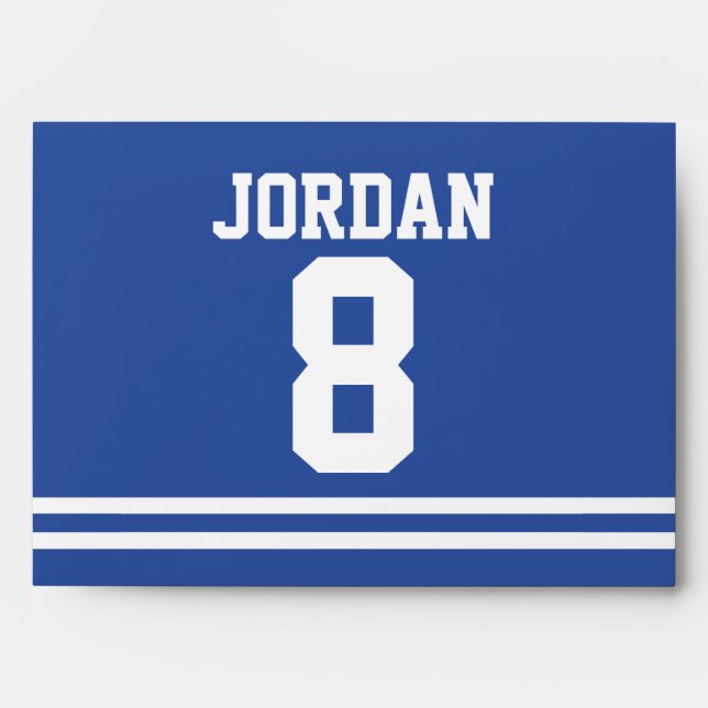 Blue Football Jersey - Sports Theme Birthday Party Envelopes (Front)