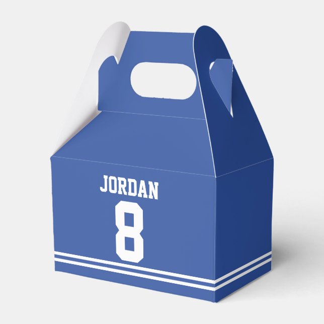 Blue Football Jersey - Sports Theme Birthday Party Favour Box (Front Side)