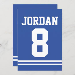 Blue Football Jersey - Sports Theme Birthday Party Invitation