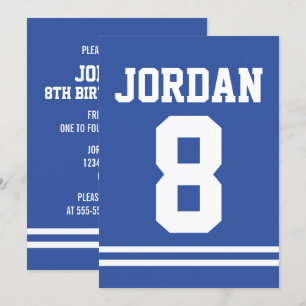 Blue Football Jersey - Sports Theme Birthday Party Invitation