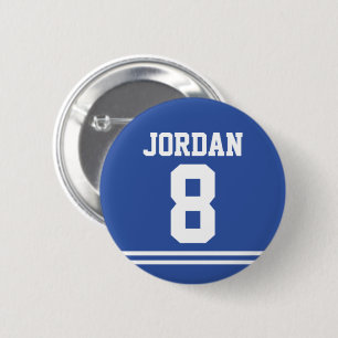 Blue Football Jersey with Custom Name and Number 6 Cm Round Badge