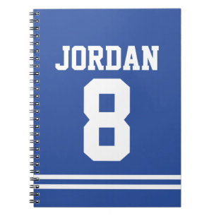 Blue Football Jersey with Custom Name and Number Notebook
