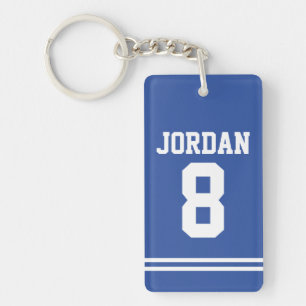 Blue Football Jersey with Number Key Ring