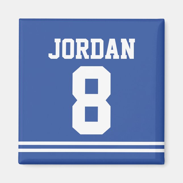 Blue Football Jersey with Number Magnet (Front)