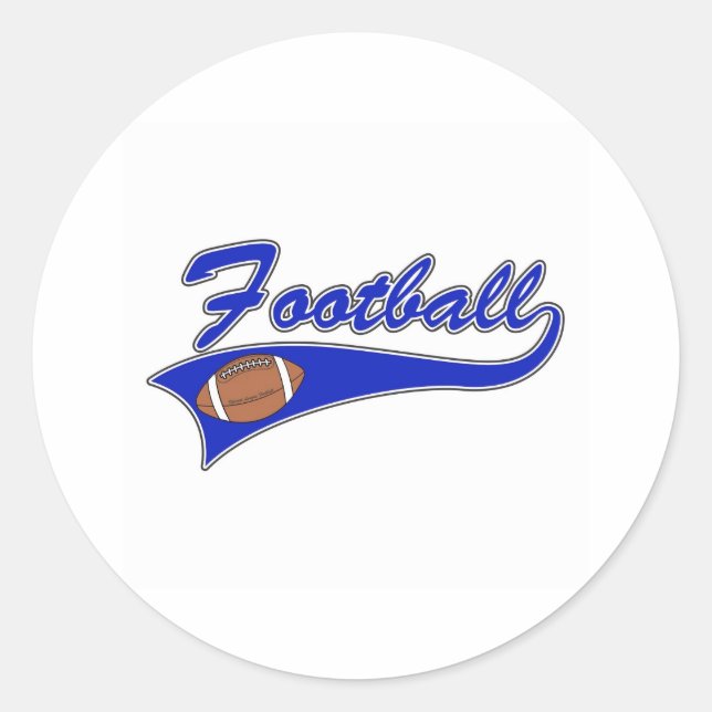 blue football logo classic round sticker (Front)