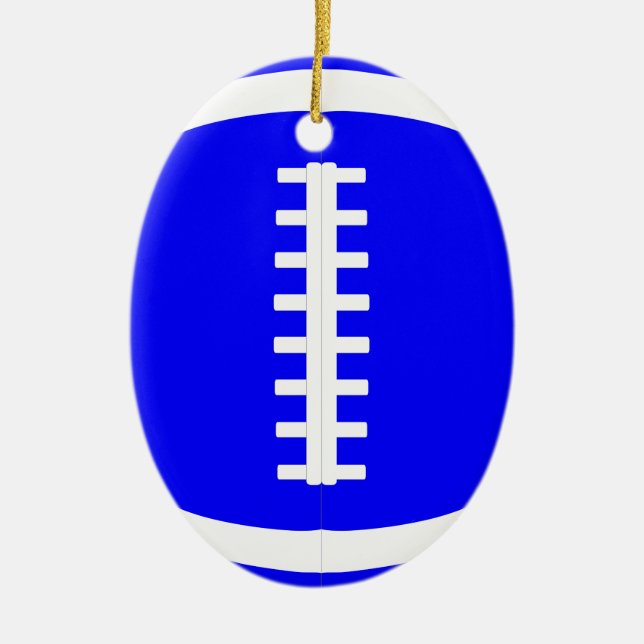 Blue Football Player or Coach Christmas Ornament (Front)