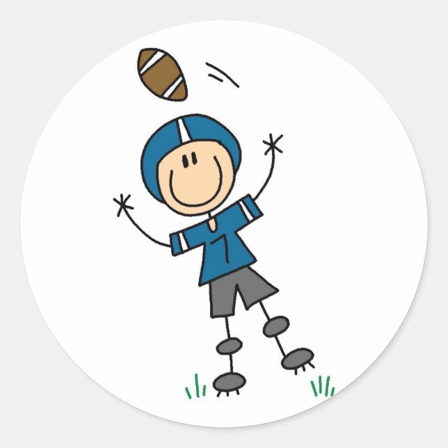 Blue Football Player Tshirts and Gifts Classic Round Sticker (Front)