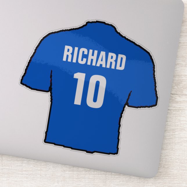Blue Football Shirt Design to Personalise. (Detail)