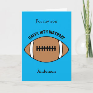 Blue Football Sport 10th Birthday Card