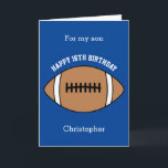 Blue Football Sport 16th Birthday Card<br><div class="desc">A blue personalised football 16th birthday card for son, grandson, godson, etc. You can easily personalise the front of this sports birthday card with his age and name. The inside card message and back of the card can also be personalised for the birthday recipient. This 16th football birthday card for...</div>