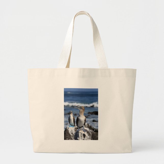 Blue footed Boobies Galapagos Islands Large Tote Bag (Front)