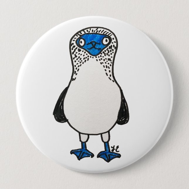 Blue Footed Booby Galapagos Bird 10 Cm Round Badge (Front)