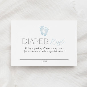 Blue Footprint Baby Shower Diaper Raffle Ticket Enclosure Card