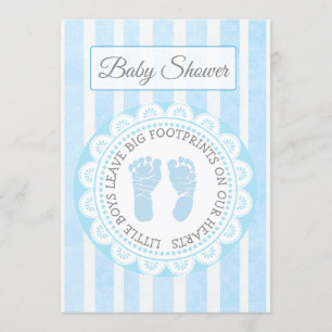 Blue Footprints Boys Baby Shower Invitation