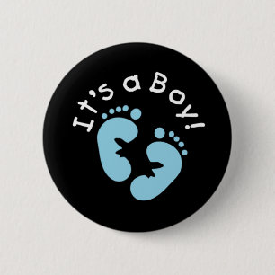 Blue Footprints It's a Boy 6 Cm Round Badge