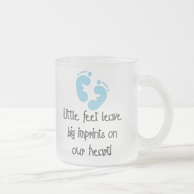 Blue Footprints Little Feet Big Imprints Frosted Glass Coffee Mug (Right)
