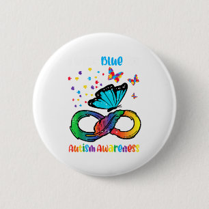 Blue For Autism Awareness Infinity Butterfly Women 6 Cm Round Badge
