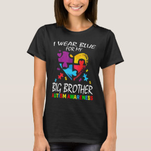 Blue For Big Brother Autism Awareness Heart Kids B T-Shirt