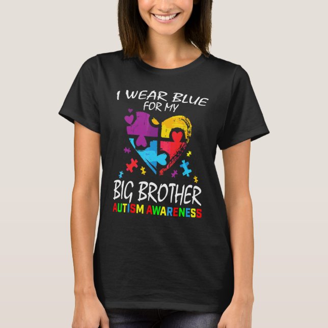 Blue For Big Brother Autism Awareness Heart Kids B T-Shirt (Front)
